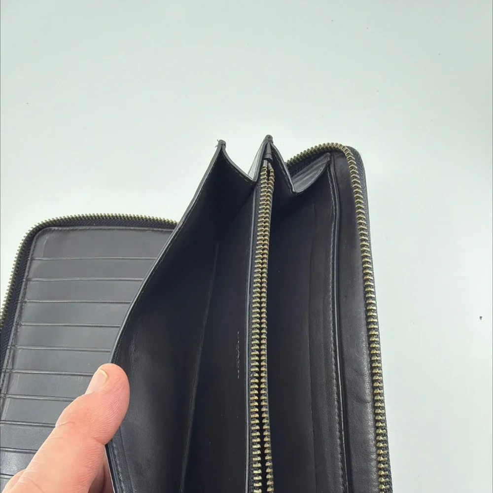 Coach Accordion Zip Brown/Black Signature Coated Canvas Wallet - Picture 6 of 8